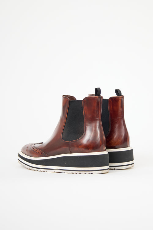 Prada Leather Brogue Chelsea Boot