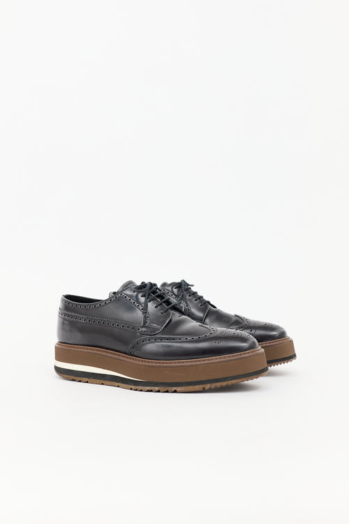 Prada Leather Brogue Platform Oxford