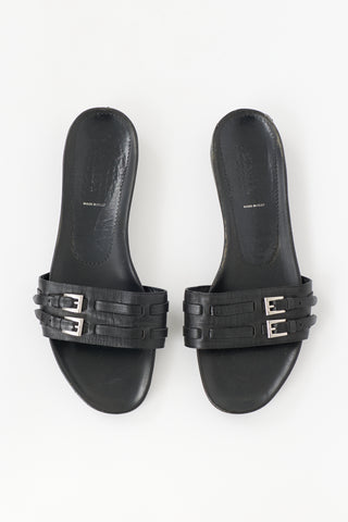 Prada Leather Buckle Slide
