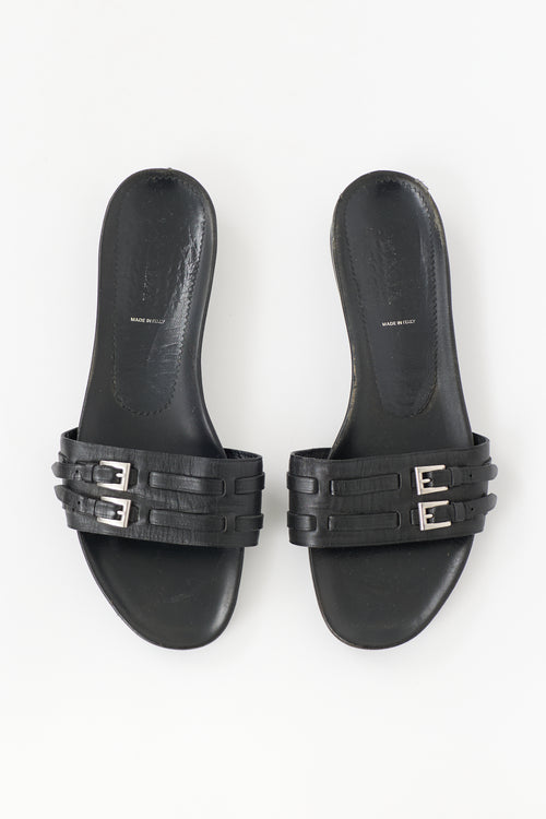 Prada Leather Buckle Slide