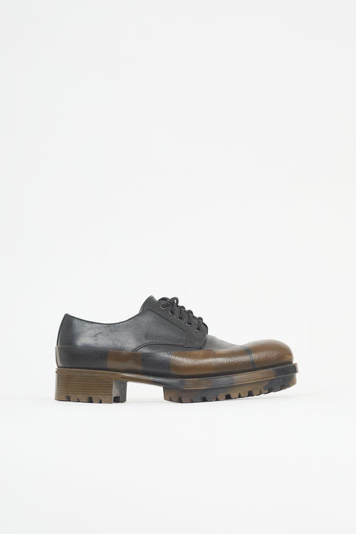 Prada Leather Camouflage Dipped Derby