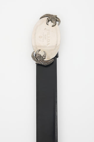 Prada Leather Claw Logo Belt