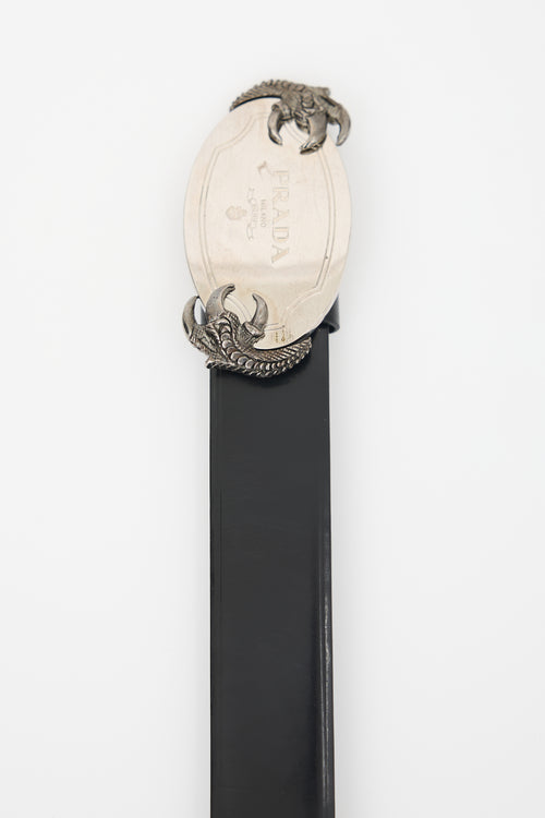 Prada Leather Claw Logo Belt