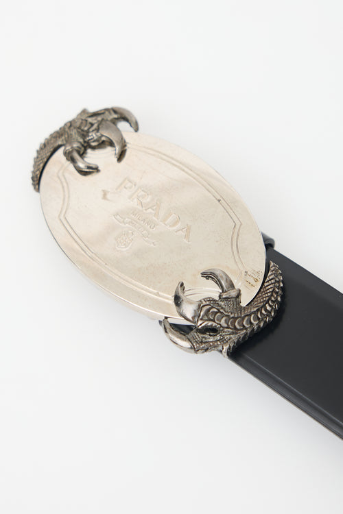 Prada Leather Claw Logo Belt