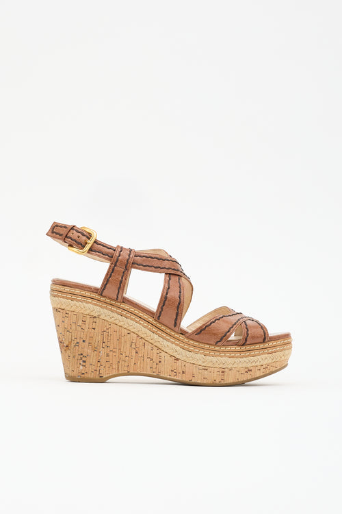 Prada Leather Wedge Sandal