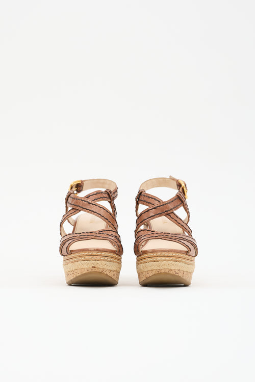Prada Leather Wedge Sandal