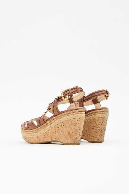 Prada Leather Wedge Sandal