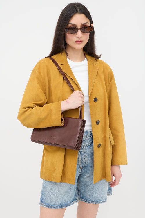 Prada Leather Double Buckle Shoulder Bag