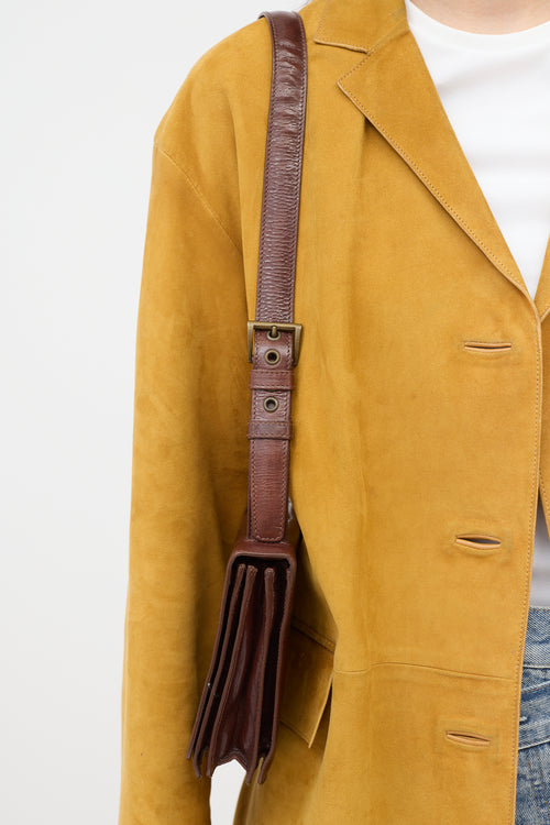 Prada Leather Double Buckle Shoulder Bag