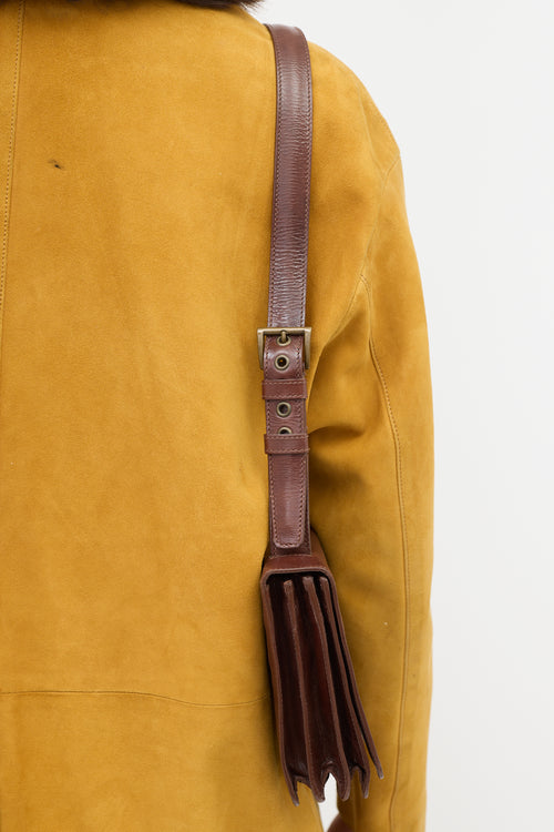 Prada Leather Double Buckle Shoulder Bag