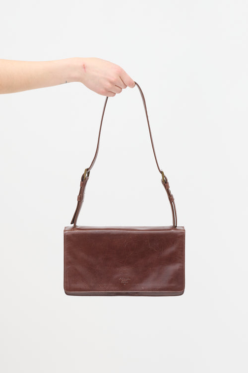 Prada Leather Double Buckle Shoulder Bag