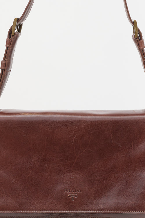 Prada Leather Double Buckle Shoulder Bag