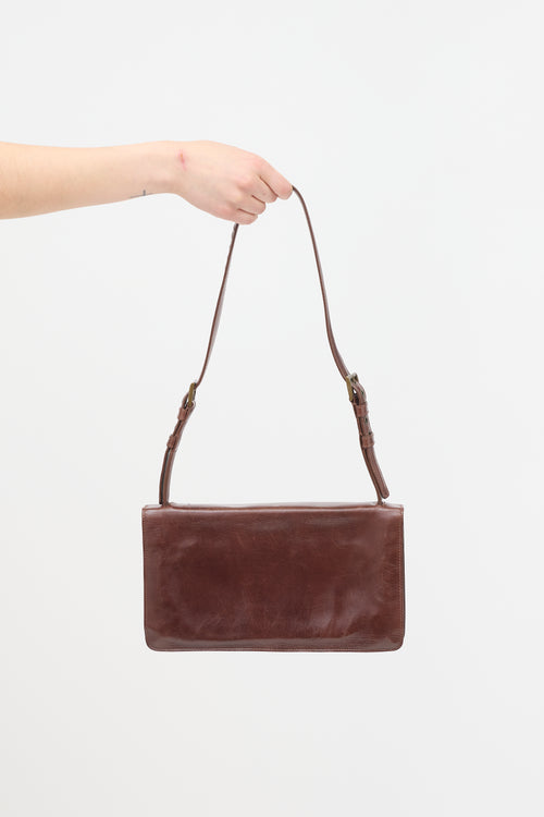 Prada Leather Double Buckle Shoulder Bag