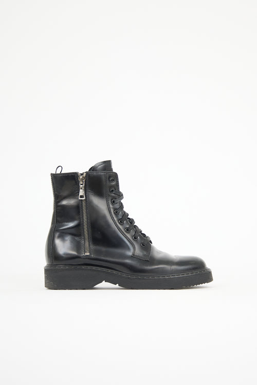 Prada Leather Double Zip Boot