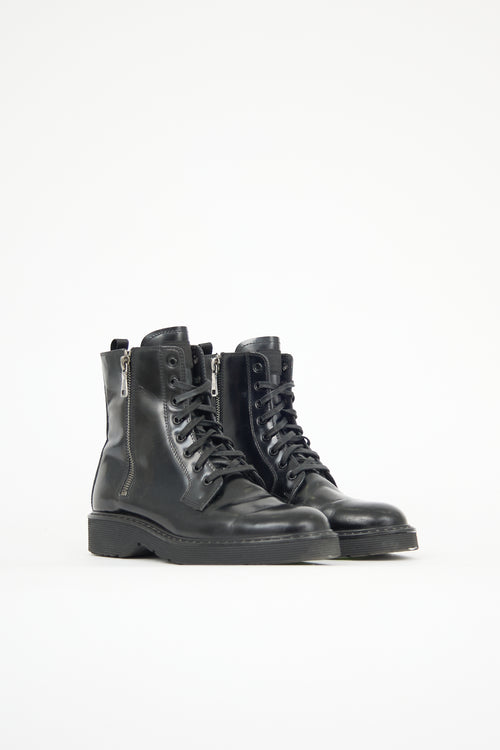 Prada Leather Double Zip Boot