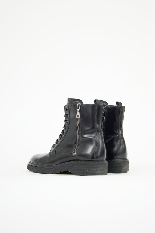 Prada Leather Double Zip Boot