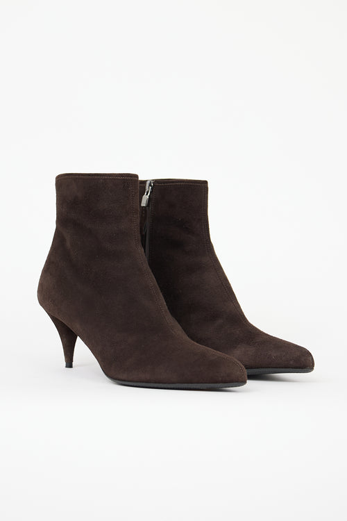 Prada Suede Heeled Ankle Boot