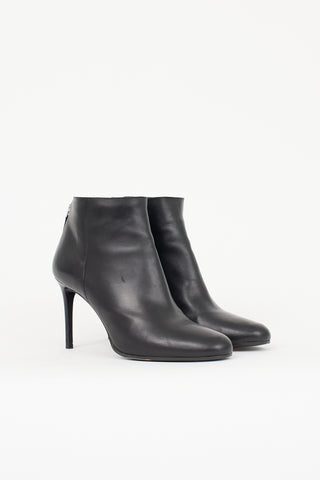 Prada Leather Zip Heeled Ankle Boot