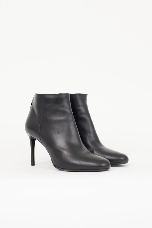 Prada Leather Zip Heeled Ankle Boot