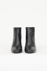 Prada Leather Zip Heeled Ankle Boot