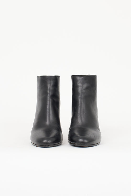 Prada Leather Zip Heeled Ankle Boot