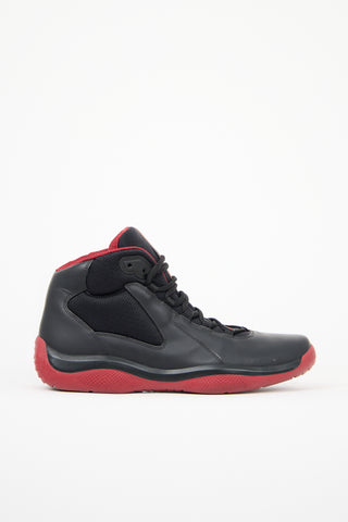Prada Leather High Top Sneaker