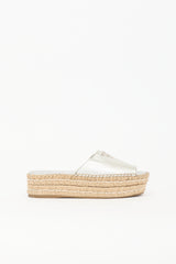 Prada Leather Logo Espadrille Slide