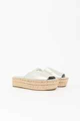 Prada Leather Logo Espadrille Slide