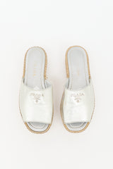 Prada Leather Logo Espadrille Slide