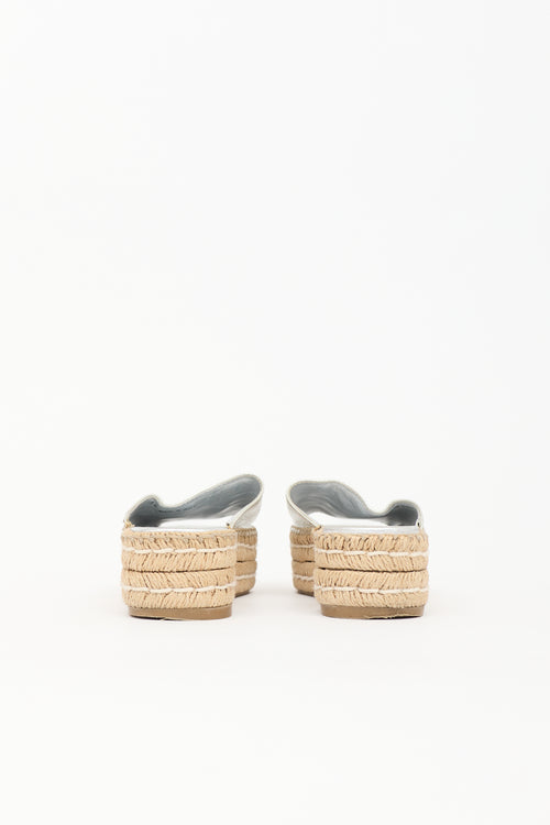 Prada Leather Logo Espadrille Slide