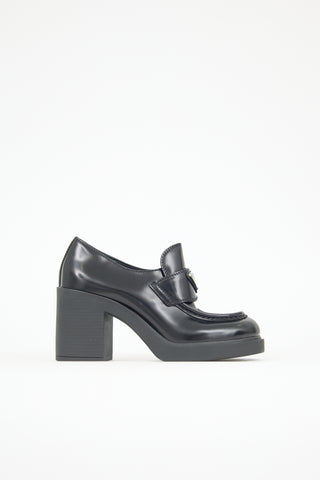 Prada Leather Logo Heeled Loafer