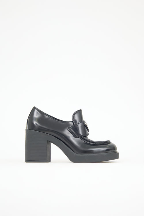Prada Leather Logo Heeled Loafer