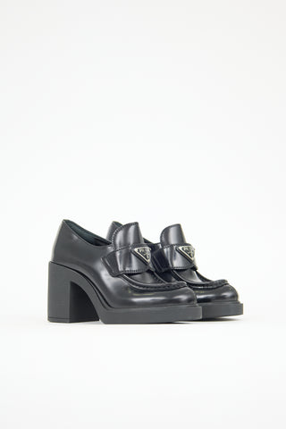 Prada Leather Logo Heeled Loafer