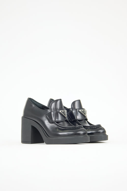 Prada Leather Logo Heeled Loafer