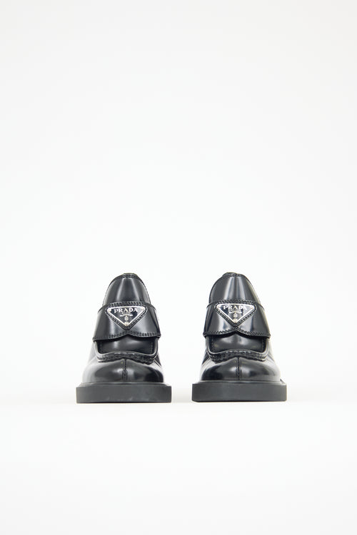 Prada Leather Logo Heeled Loafer