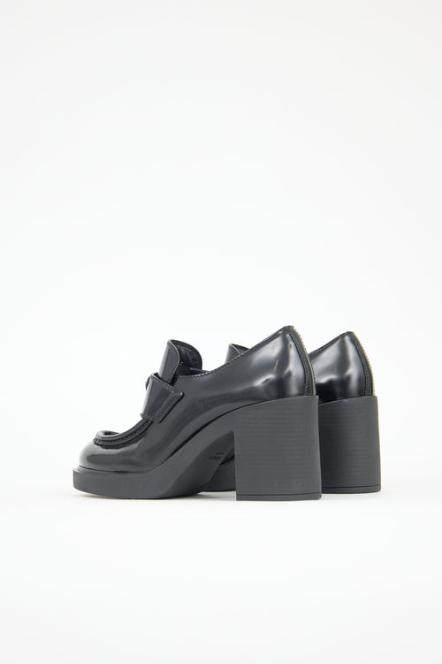 Prada Leather Logo Heeled Loafer