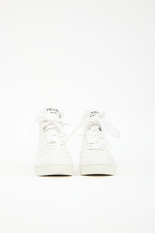 Prada Leather Logo High Top Sneaker