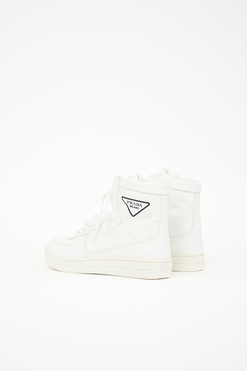 Prada Leather Logo High Top Sneaker