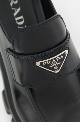 Prada Leather Logo Monolith Loafer