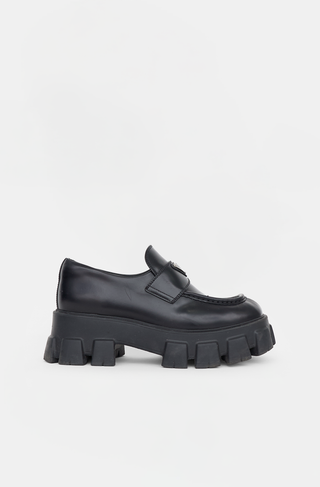 Prada Leather Logo Monolith Loafer