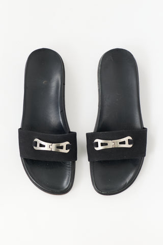 Prada Leather Logo Slide