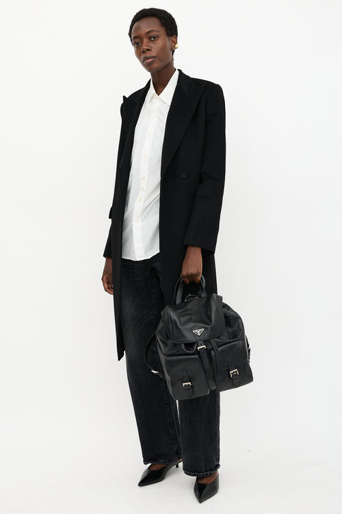 Prada Leather Medium Logo Backpack