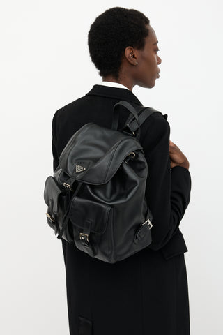 Prada Leather Medium Logo Backpack