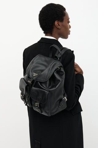 Prada Leather Medium Logo Backpack