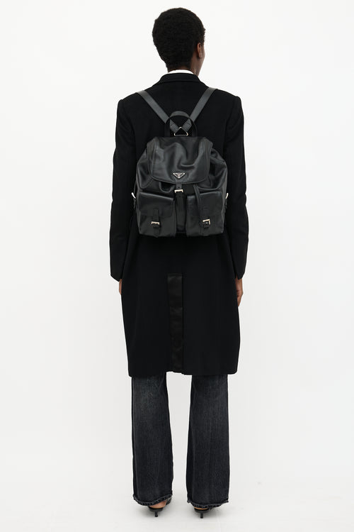 Prada Leather Medium Logo Backpack