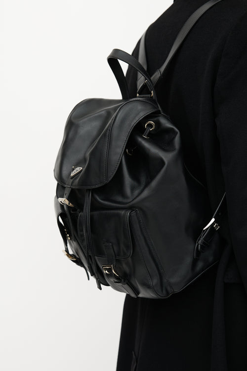Prada Leather Medium Logo Backpack