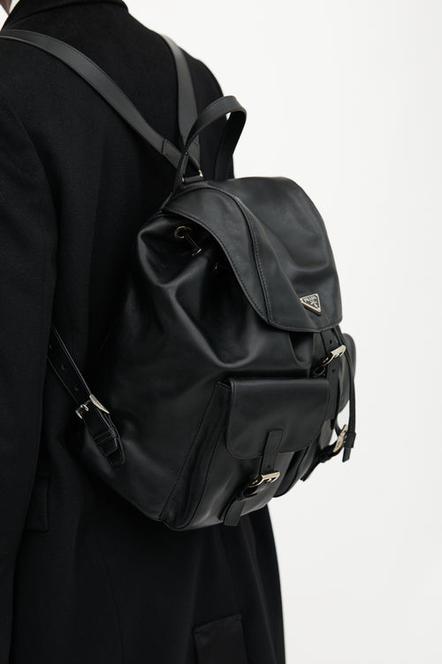 Prada Leather Medium Logo Backpack