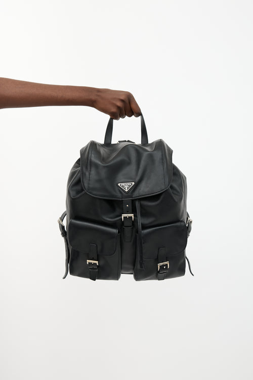 Prada Leather Medium Logo Backpack