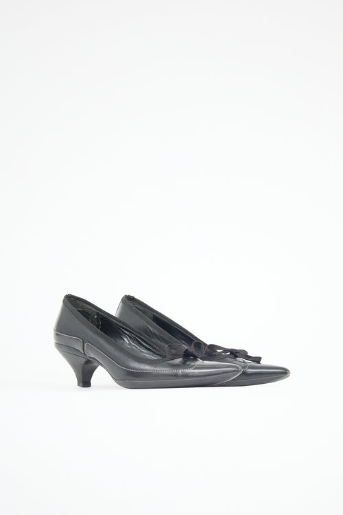 Prada Leather Panel Bow Pump