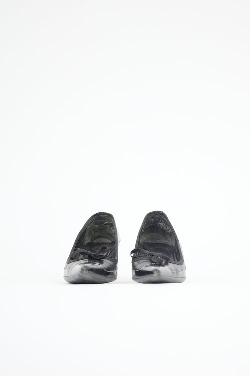 Prada Leather Panel Bow Pump